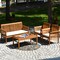 Costway 8 PCS Outdoor Acacia Wood Sofa Furniture Set Cushioned Chair Coffee Table Garden